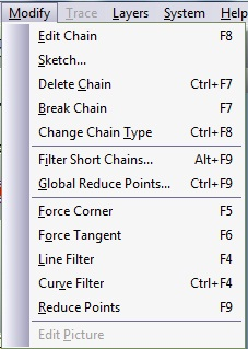 Modify menu