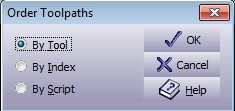 Order toolpaths dialogu