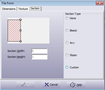 Tile design section dialogue
