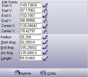 Edit entity dialog, Arc