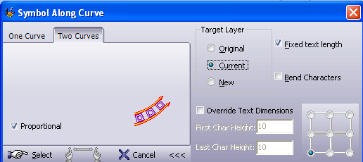Symbol Along Curve Two Curves